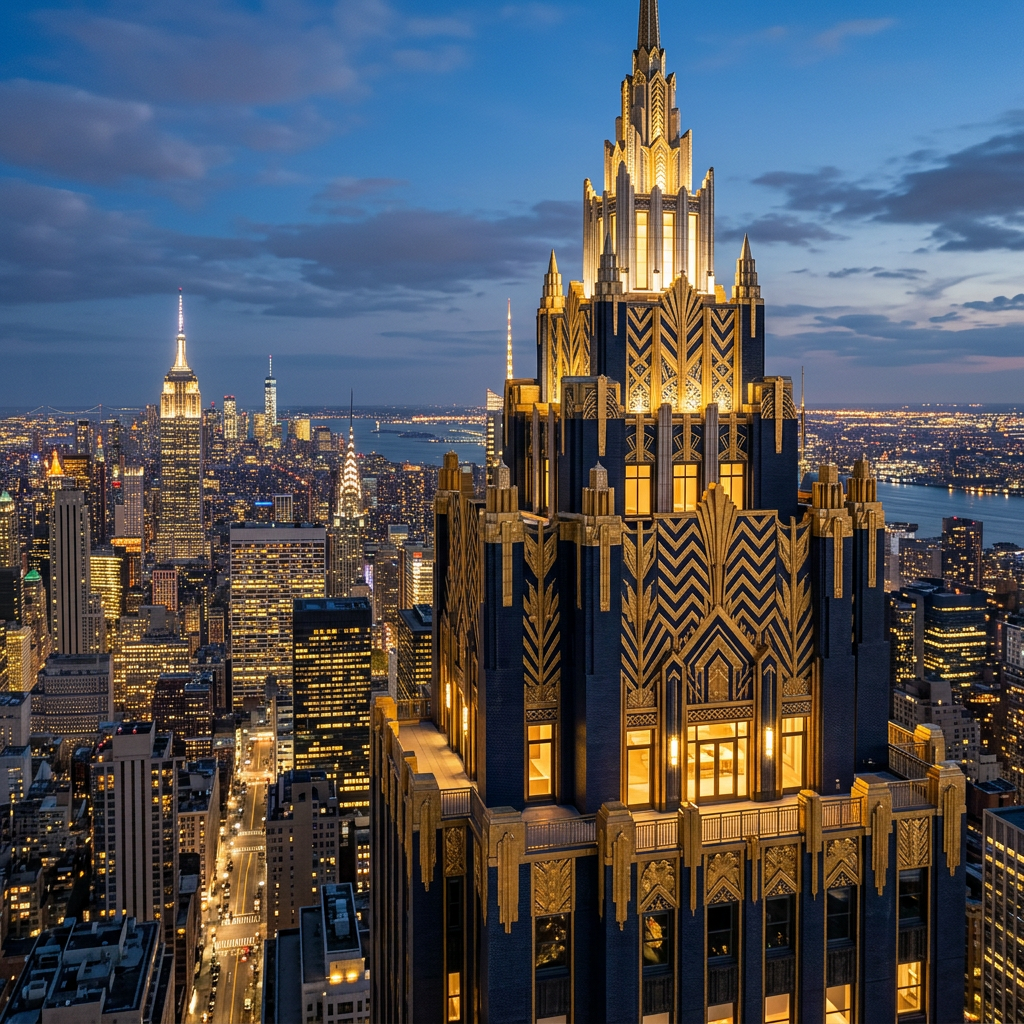 Manhattan Navy & Gold Deco